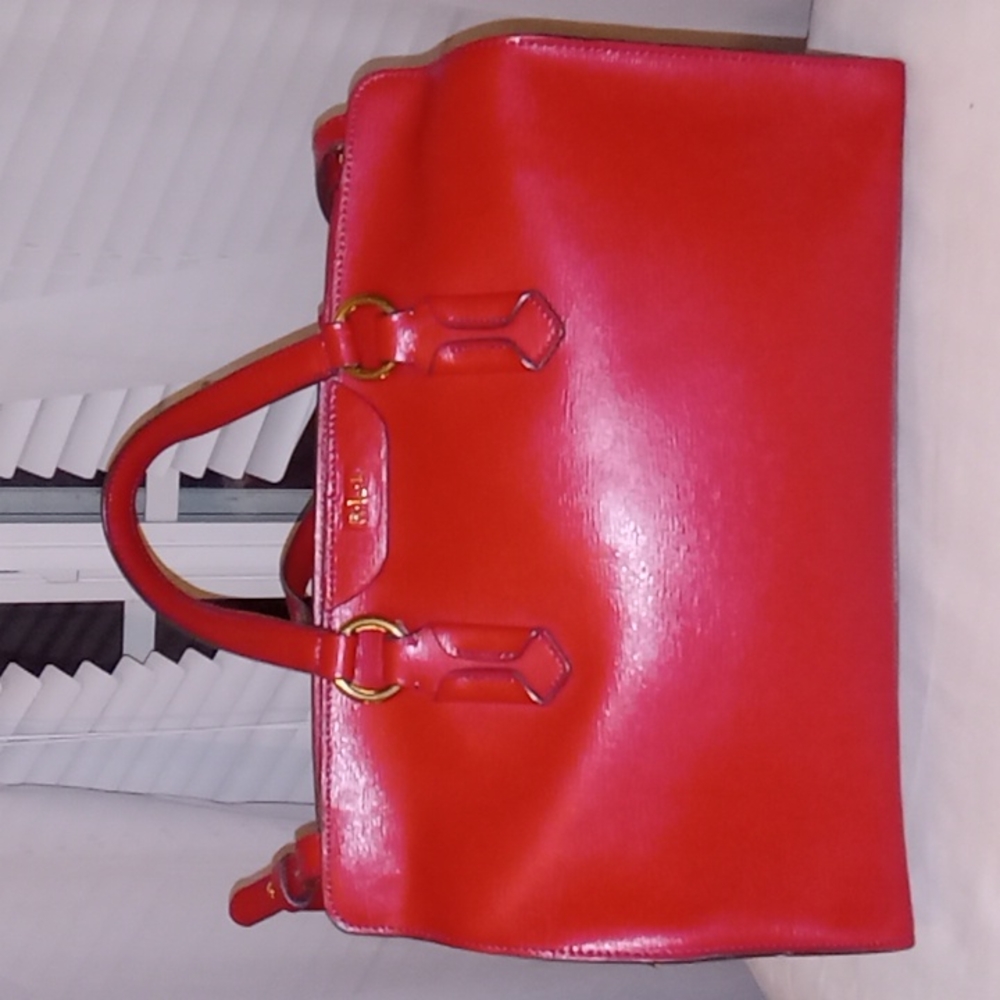 Ralph Lauren red leather purse, VGUC.